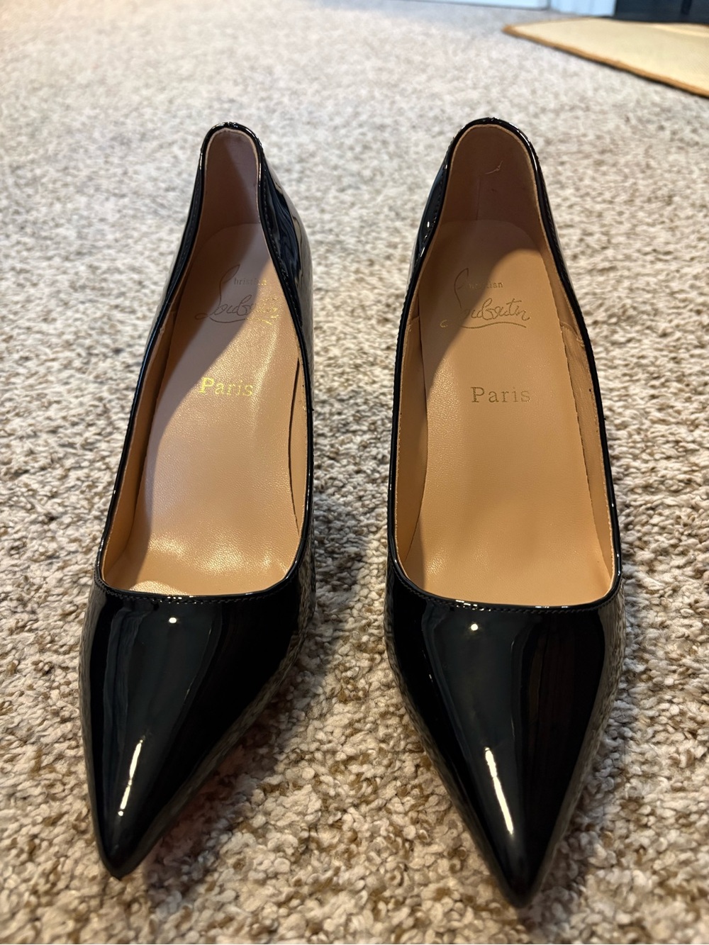 Christian Louboutin Black Patent Pointed Toe Pumps